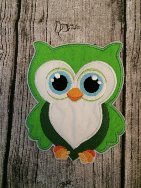 Applikation grünes Eulchen 13x18